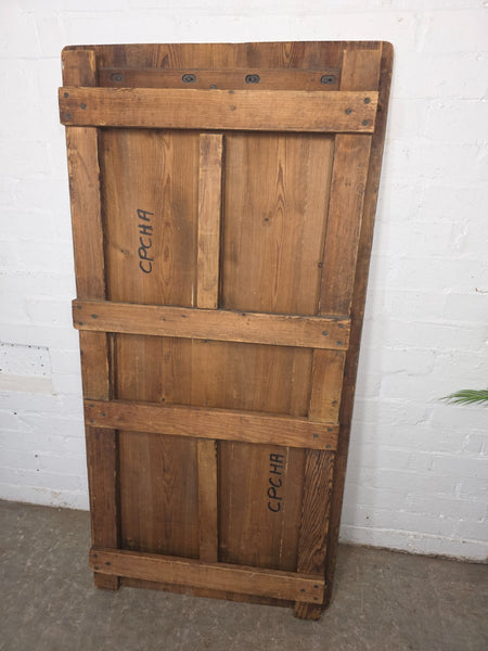 Vintage Rustic 1940's Military Pine Wooden Folding Trestle Dining Table Desk