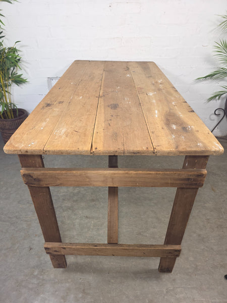 Vintage Rustic 1940's Military Pine Wooden Folding Trestle Dining Table Desk