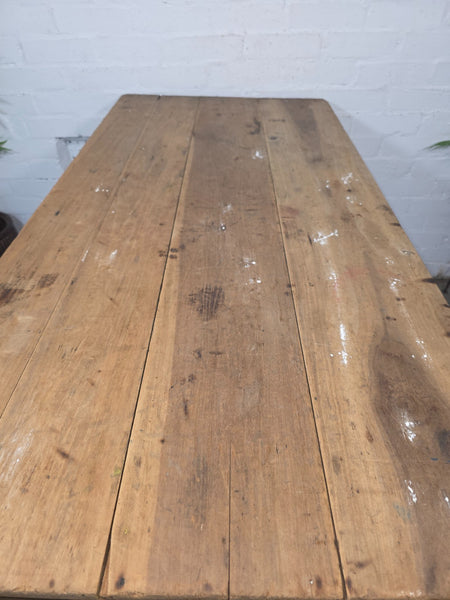Vintage Rustic 1940's Military Pine Wooden Folding Trestle Dining Table Desk