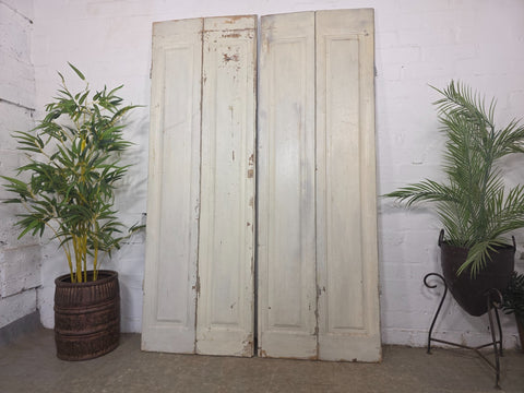 Vintage French Wooden Pine Bi Folding Window Door Shutters Screen Room Divider