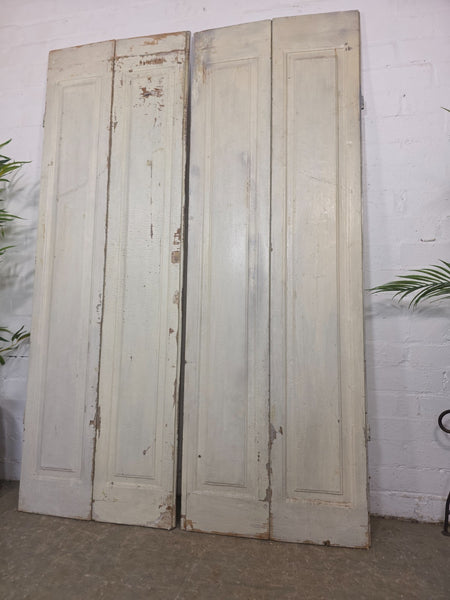 Vintage French Wooden Pine Bi Folding Window Door Shutters Screen Room Divider