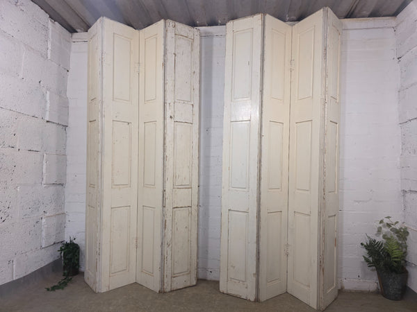 Vintage French Wooden Pine Bi Folding Window Door Shutters Screen Room Divider