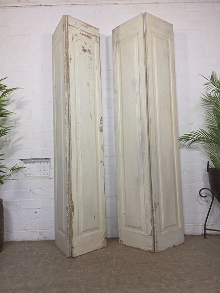 Vintage French Wooden Pine Bi Folding Window Door Shutters Screen Room Divider