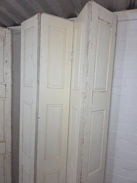 Vintage French Wooden Pine Bi Folding Window Door Shutters Screen Room Divider