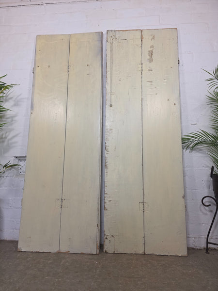 Vintage French Wooden Pine Bi Folding Window Door Shutters Screen Room Divider