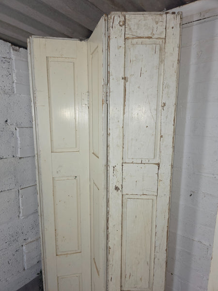 Vintage French Wooden Pine Bi Folding Window Door Shutters Screen Room Divider