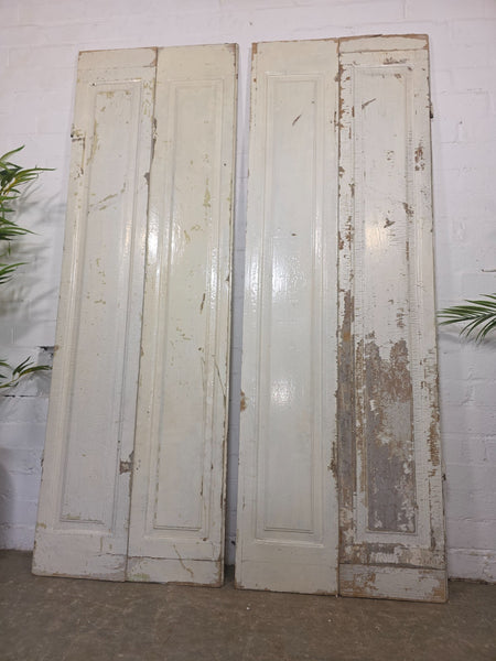 Vintage French Wooden Pine Bi Folding Window Door Shutters Screen Room Divider
