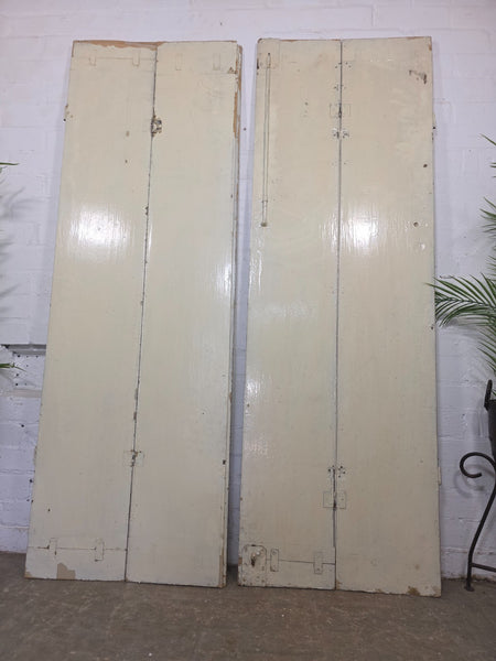 Vintage French Wooden Pine Bi Folding Window Door Shutters Screen Room Divider