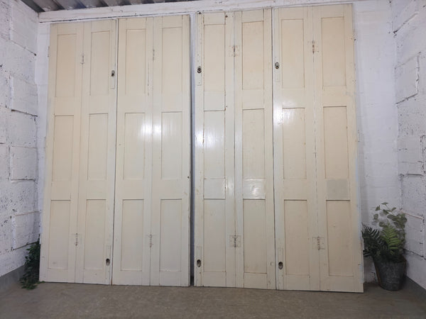 Vintage French Wooden Pine Bi Folding Window Door Shutters Screen Room Divider