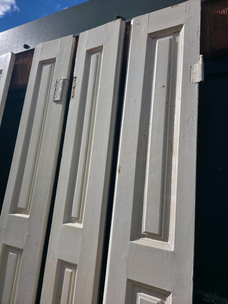 Vintage French Wooden Pine Bi Folding Window Door Shutters Screen Room Divider