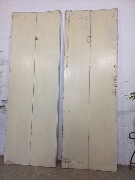 Vintage French Wooden Pine Bi Folding Window Door Shutters Screen Room Divider