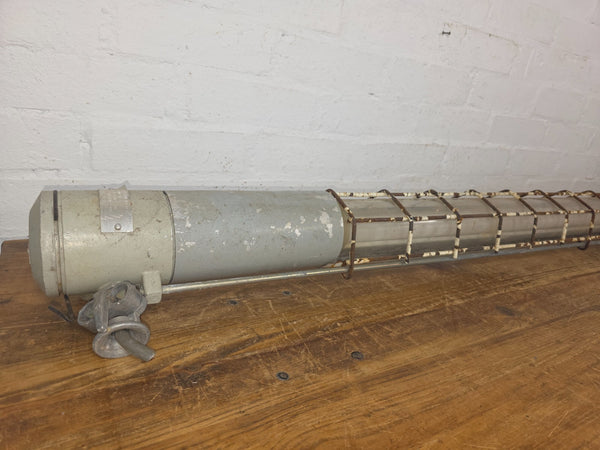 Large Vintage Industrial Caged Factory Explosion Bulk Head Ceiling Strip Light