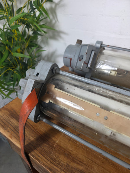Pair Large Vintage AKA Industrial Factory Explosion Bulkhead Ceiling Strip Light