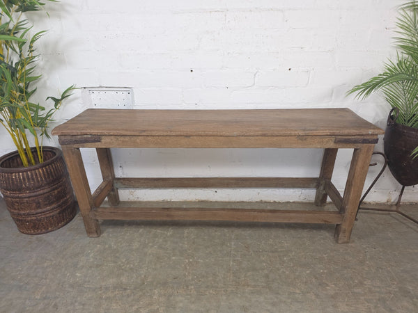 Vintage Rustic Teak Wooden Hallway Dining Garden Bench Seat