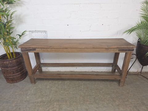 Vintage Rustic Teak Wooden Hallway Dining Garden Bench Seat