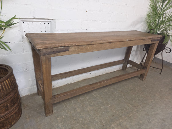 Vintage Rustic Teak Wooden Hallway Dining Garden Bench Seat