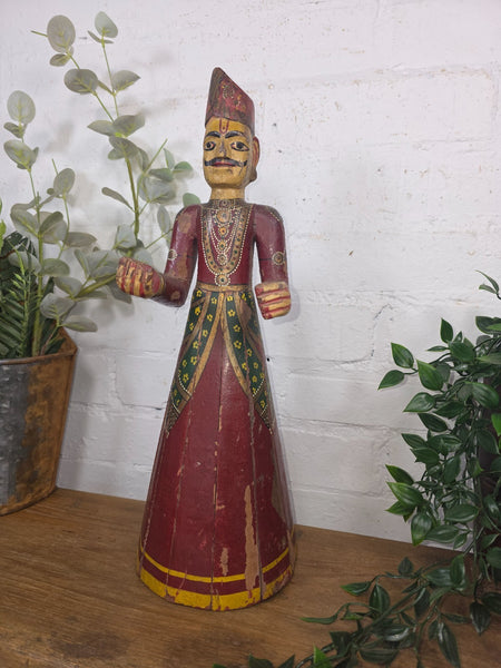 Vintage Hand Carved Indian Wooden Sculpture