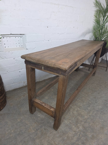 Vintage Rustic Teak Wooden Hallway Dining Garden Bench Seat