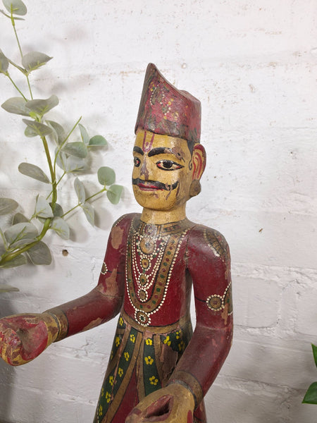 Vintage Hand Carved Indian Wooden Sculpture