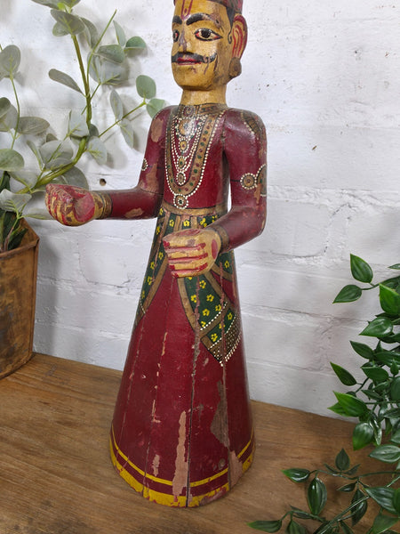 Vintage Hand Carved Indian Wooden Sculpture