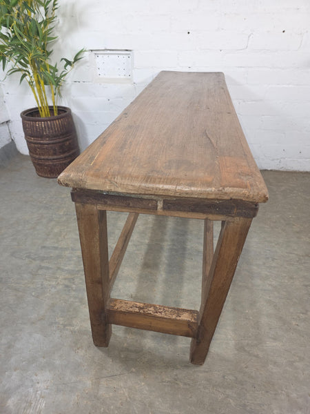 Vintage Rustic Teak Wooden Hallway Dining Garden Bench Seat