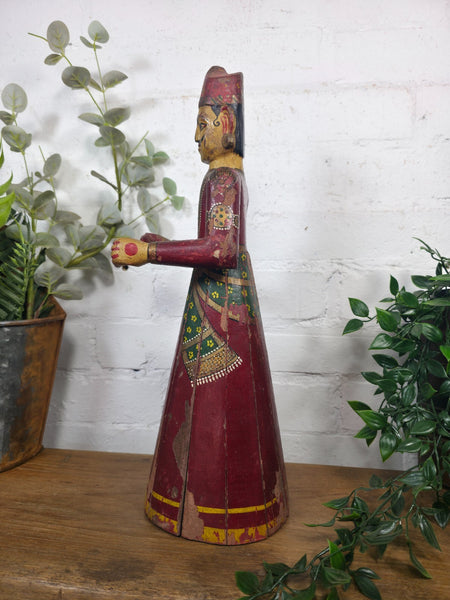 Vintage Hand Carved Indian Wooden Sculpture