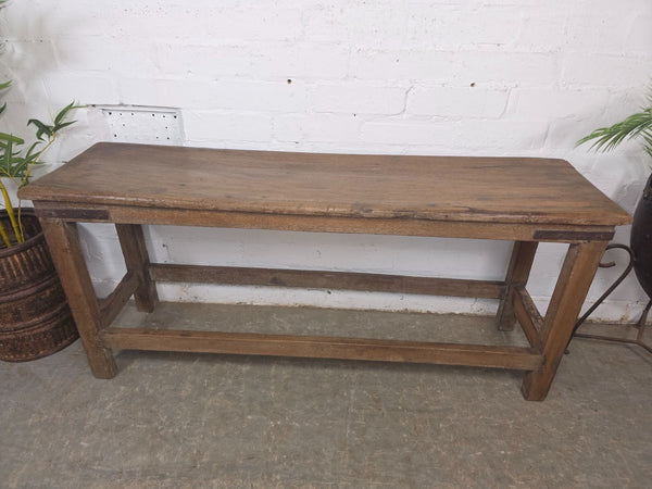 Vintage Rustic Teak Wooden Hallway Dining Garden Bench Seat