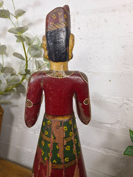 Vintage Hand Carved Indian Wooden Sculpture