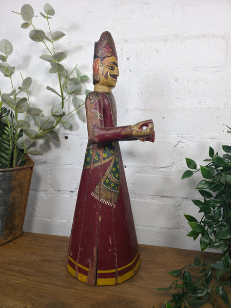 Vintage Hand Carved Indian Wooden Sculpture