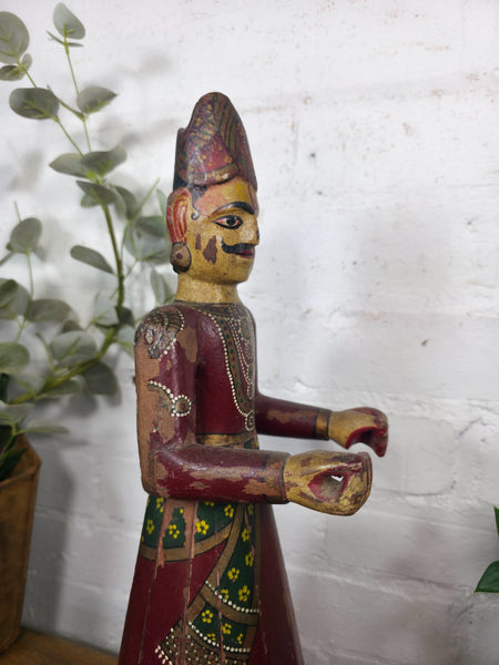 Vintage Hand Carved Indian Wooden Sculpture