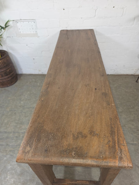 Vintage Rustic Teak Wooden Hallway Dining Garden Bench Seat