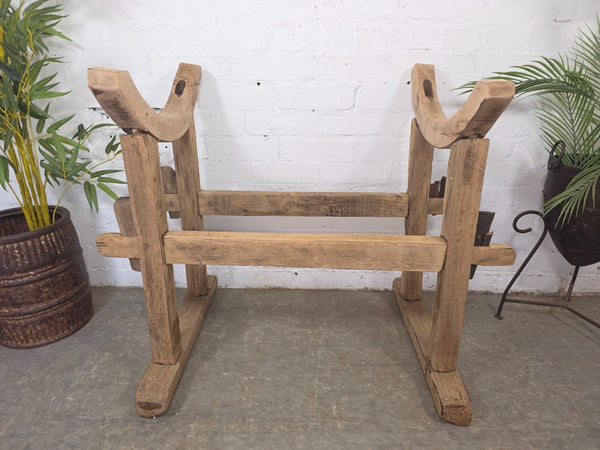 Antique Rustic Primitive Wabi Sabi Hungarian Wooden Dough Bowl Trough Stand