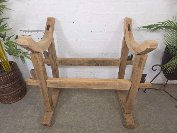 Antique Rustic Primitive Wabi Sabi Hungarian Wooden Dough Bowl Trough Stand