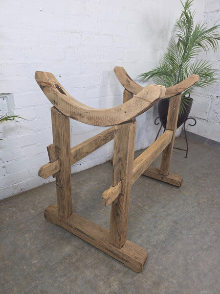 Antique Rustic Primitive Wabi Sabi Hungarian Wooden Dough Bowl Trough Stand