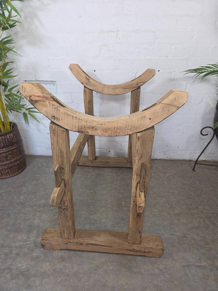 Antique Rustic Primitive Wabi Sabi Hungarian Wooden Dough Bowl Trough Stand