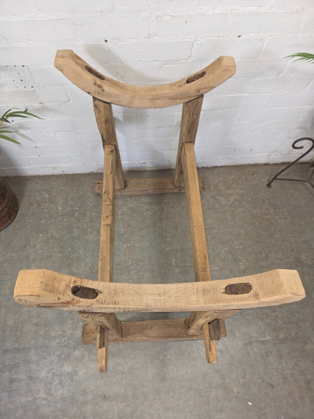 Antique Rustic Primitive Wabi Sabi Hungarian Wooden Dough Bowl Trough Stand