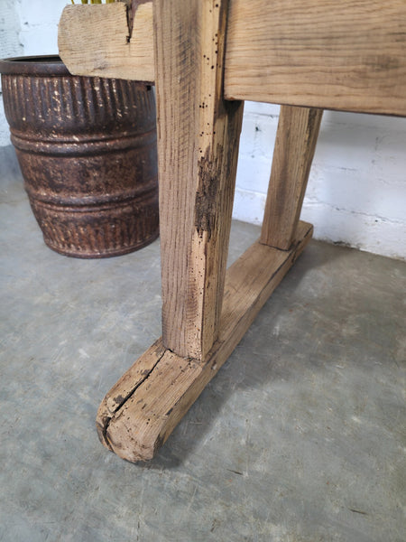 Antique Rustic Primitive Wabi Sabi Hungarian Wooden Dough Bowl Trough Stand