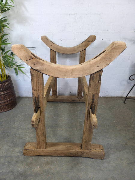 Antique Rustic Primitive Wabi Sabi Hungarian Wooden Dough Bowl Trough Stand