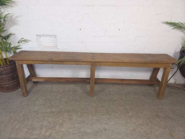 Vintage Rustic Teak Wooden Hallway Dining Garden Bench Seat