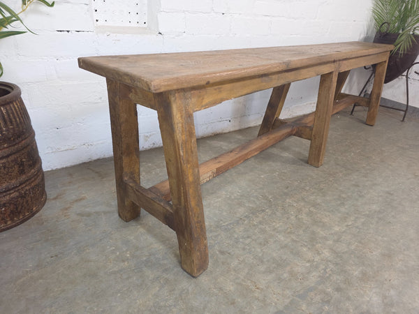 Vintage Rustic Teak Wooden Hallway Dining Garden Bench Seat