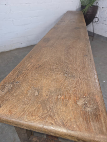 Vintage Rustic Teak Wooden Hallway Dining Garden Bench Seat