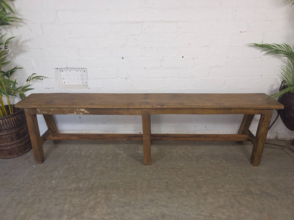 Vintage Rustic Teak Wooden Hallway Dining Garden Bench Seat