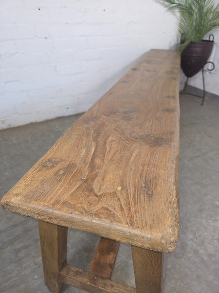 Vintage Rustic Teak Wooden Hallway Dining Garden Bench Seat