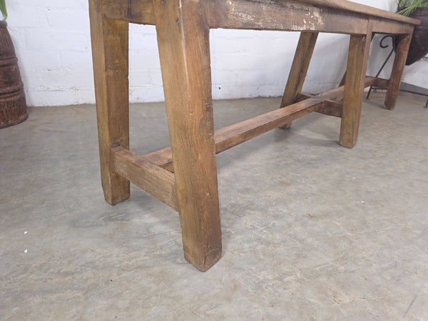 Vintage Rustic Teak Wooden Hallway Dining Garden Bench Seat