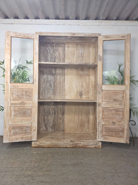 Vintage Reclaimed Indian Glazed Wooden Free Standing Kitchen Drinks Cabinet