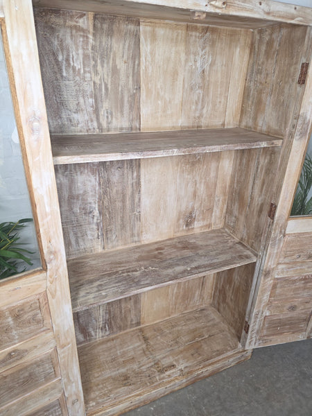 Vintage Reclaimed Indian Glazed Wooden Free Standing Kitchen Drinks Cabinet