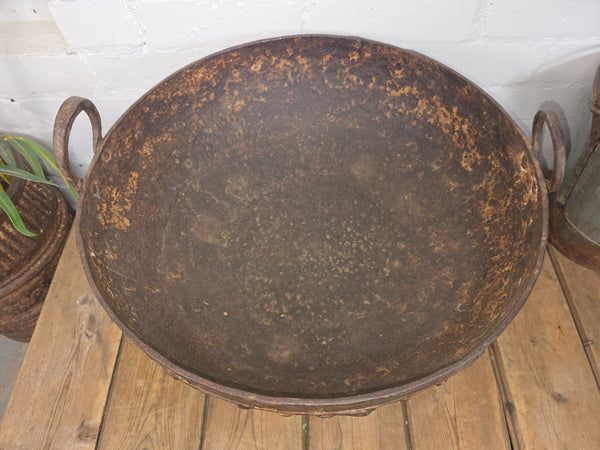 Antique Original Indian Riveted Kadai Fire Pit BBQ Drinks Ice Cooler Planter