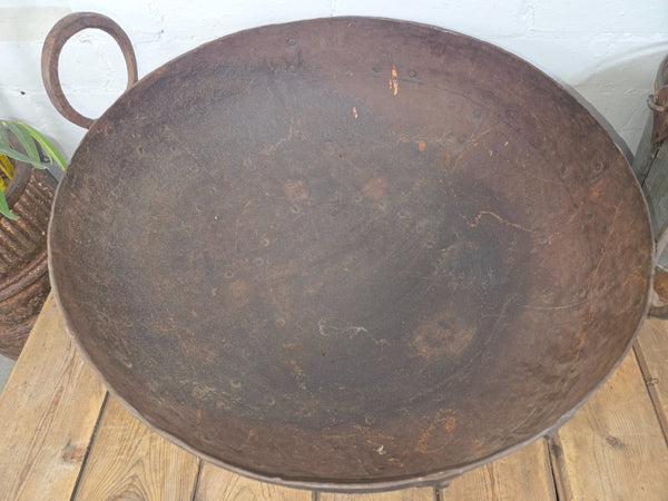 Antique Original Indian Riveted Kadai Fire Pit BBQ Drinks Ice Cooler Planter
