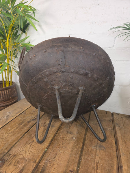 Antique Original Indian Riveted Kadai Fire Pit BBQ Drinks Ice Cooler Planter