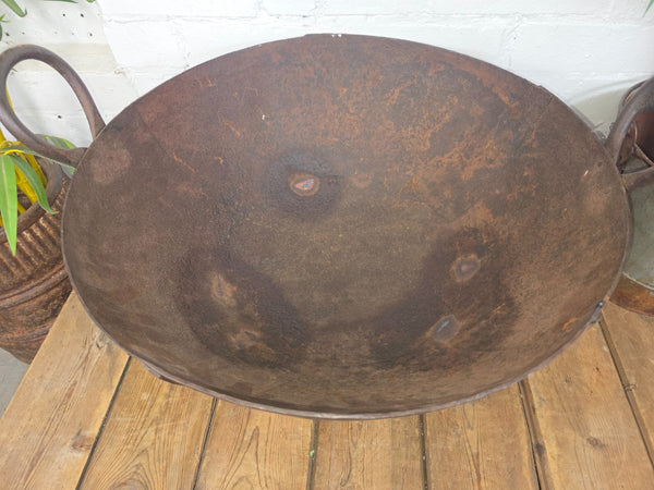 Antique Original Indian Riveted Kadai Fire Pit BBQ Drinks Ice Cooler Planter